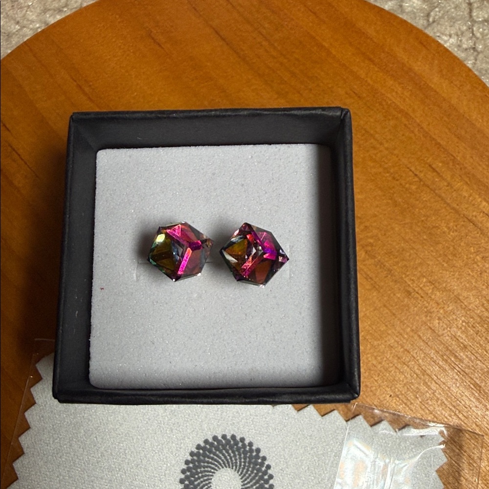 Elegant Multicolor 925 Silver Crystal Stud Earrings - Picture 5 of 16